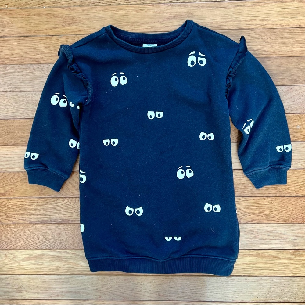 GAP Black Girls Sweatshirt with Spooky Halloween Eye Design